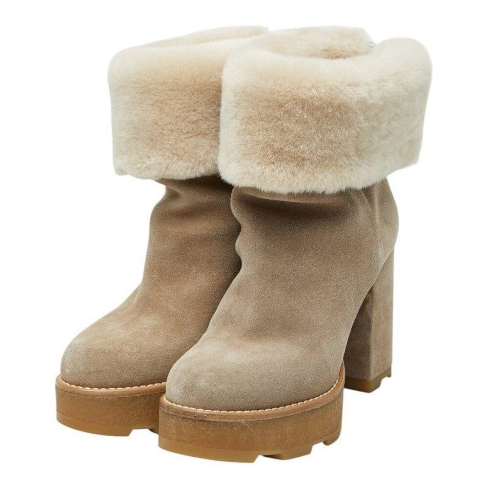 Louis Vuitton Beaubourg Shearling Ankle Boots Beige